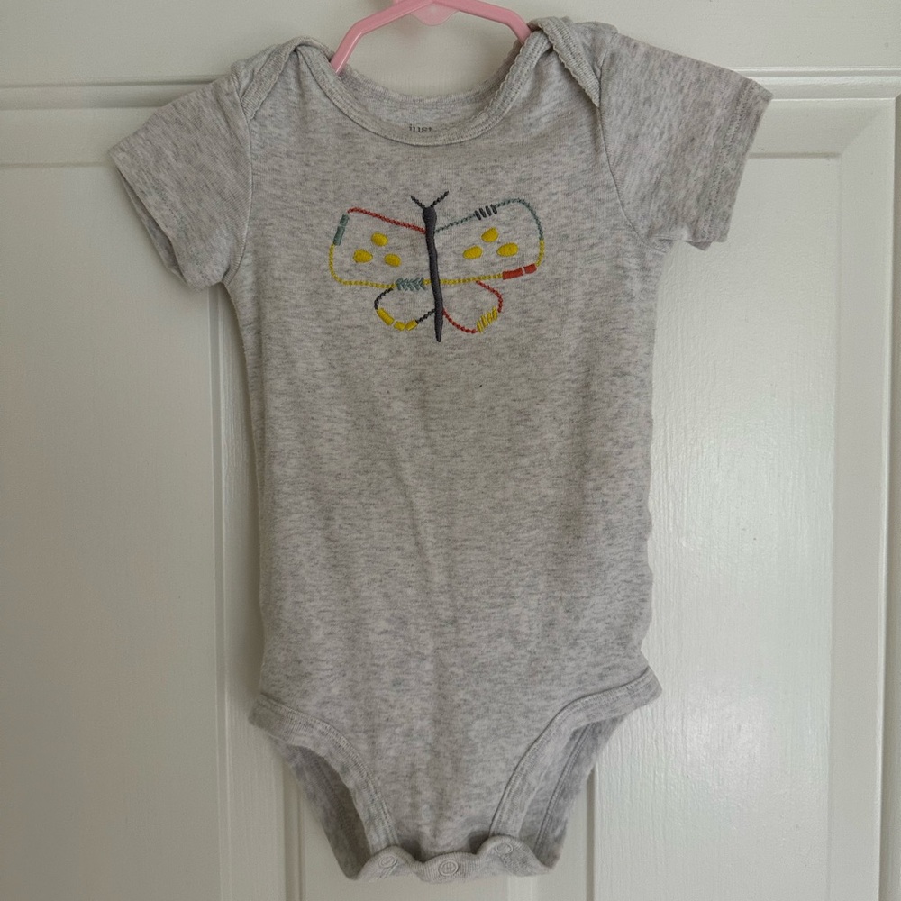 Carter's Gray Bodysuit with Colorful Butterfly